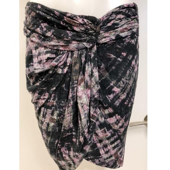 ISABEL MARANT Silk Wrap Abstract Print Skirt 1 S Small Black Pink Preowned - Picture 1 of 9